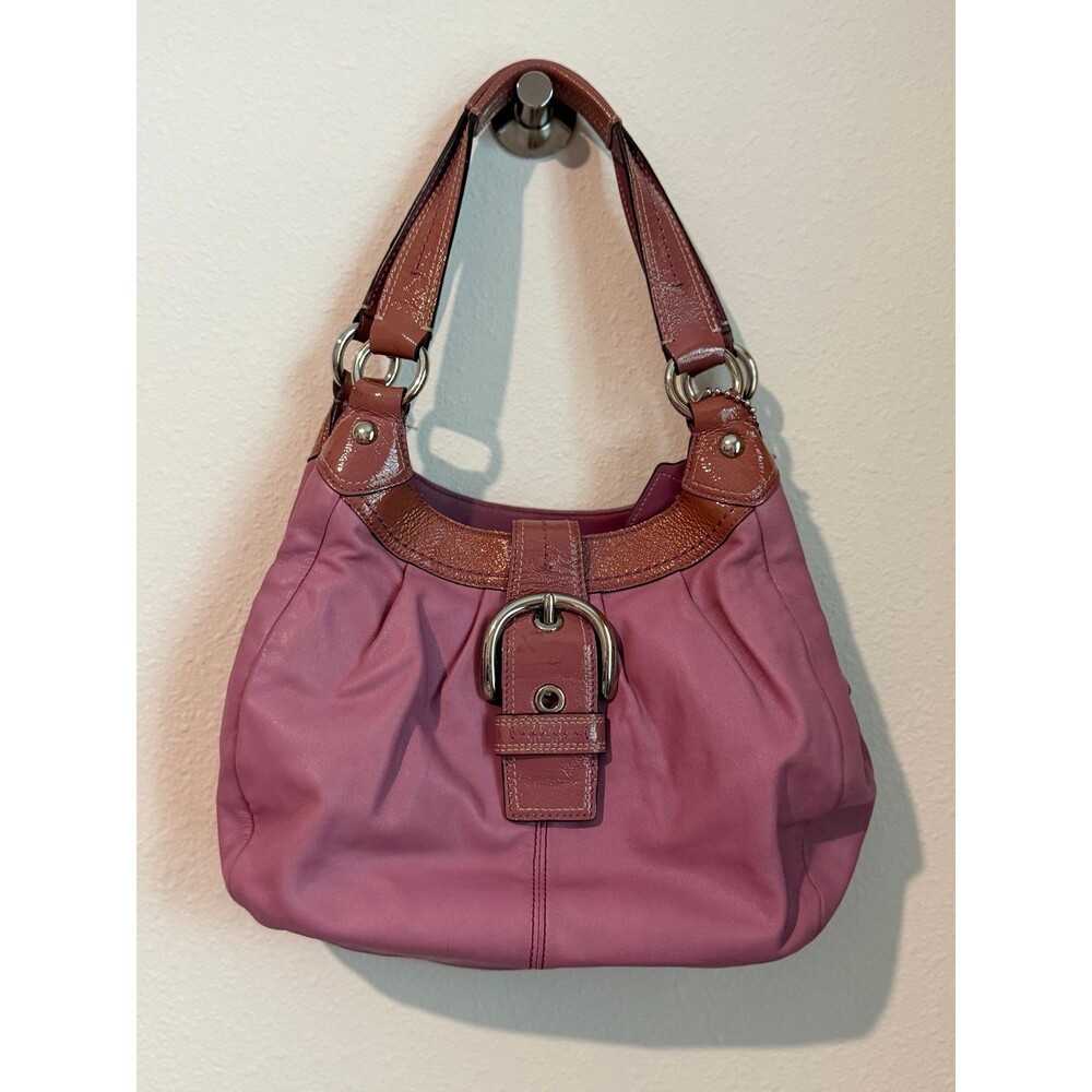 Y2K Coach Soho Lynn Pleated Leather Hobo Buckle Shoulder Bag in Mauve F15527
